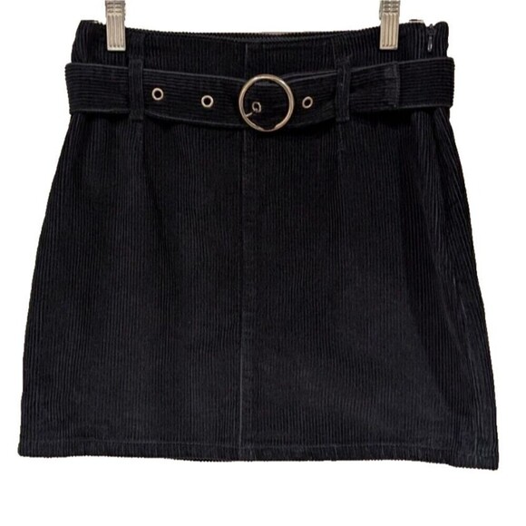 Primark Blue‎ Belted Corduroy skirt Sz 4 Fall Preppy Classic Mini Twee Mod - Picture 1 of 4